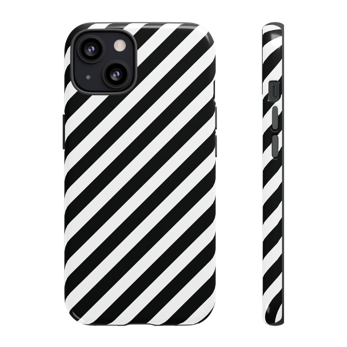 Phone Case High Gloss Black and White Diagonal Tough Case Protective Cover Sleek Cell Phone Case Modern Smartphone