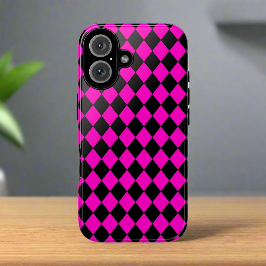 Pink Black Dimond Tough phone Case Cover | iPhone | Google | Samsung