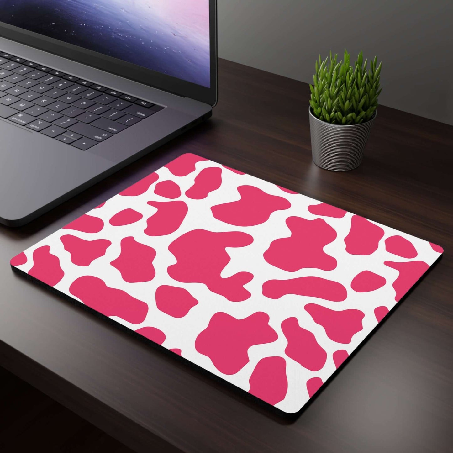 Pink Cow print pattern Rectangular Mouse Pad