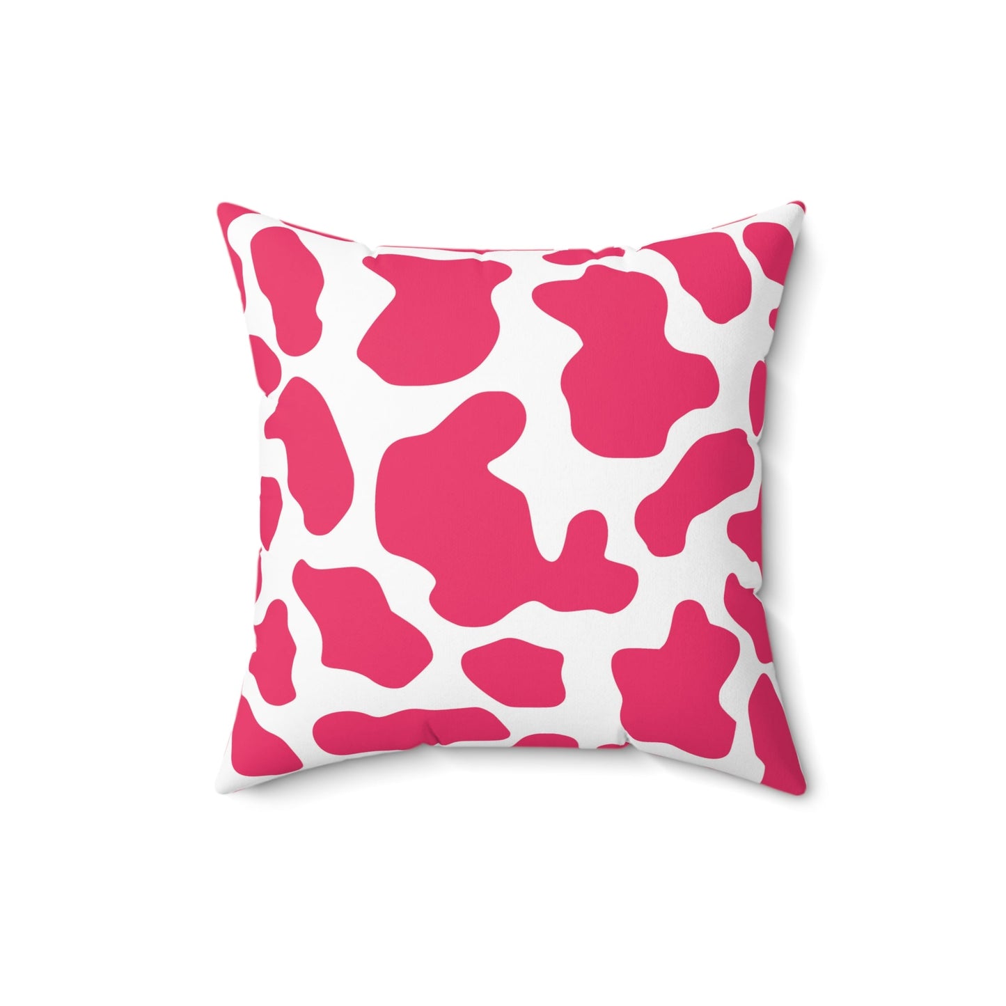 Pink Cow Print Square Throw Pillow