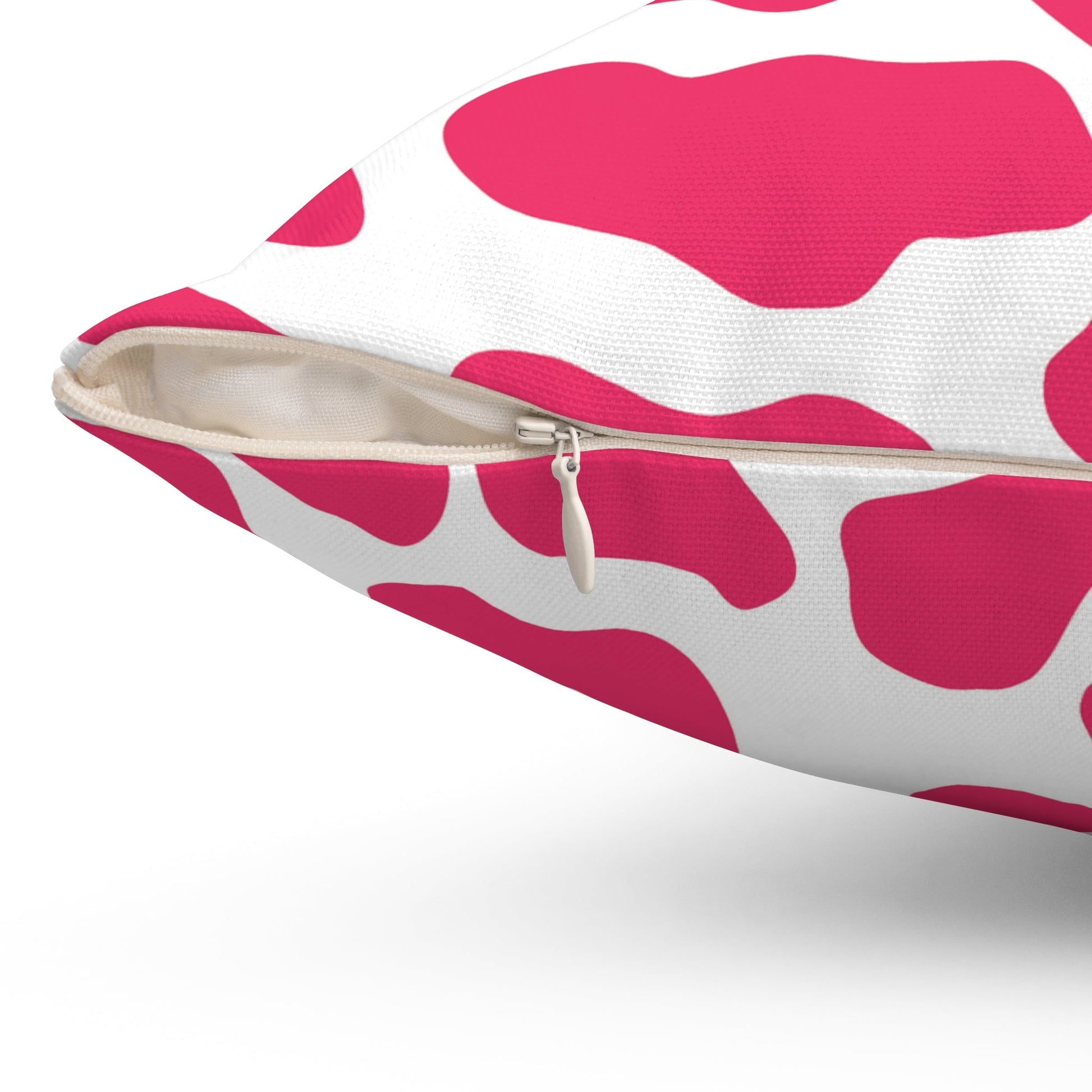 Pink Cow Print Square Throw Pillow