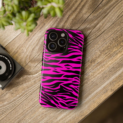 Pink Phone Case Tough Tiger Print