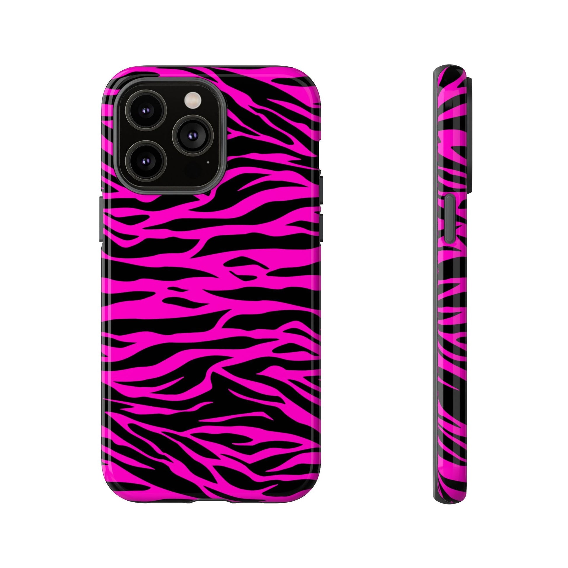 Pink Phone Case Tough Tiger Print