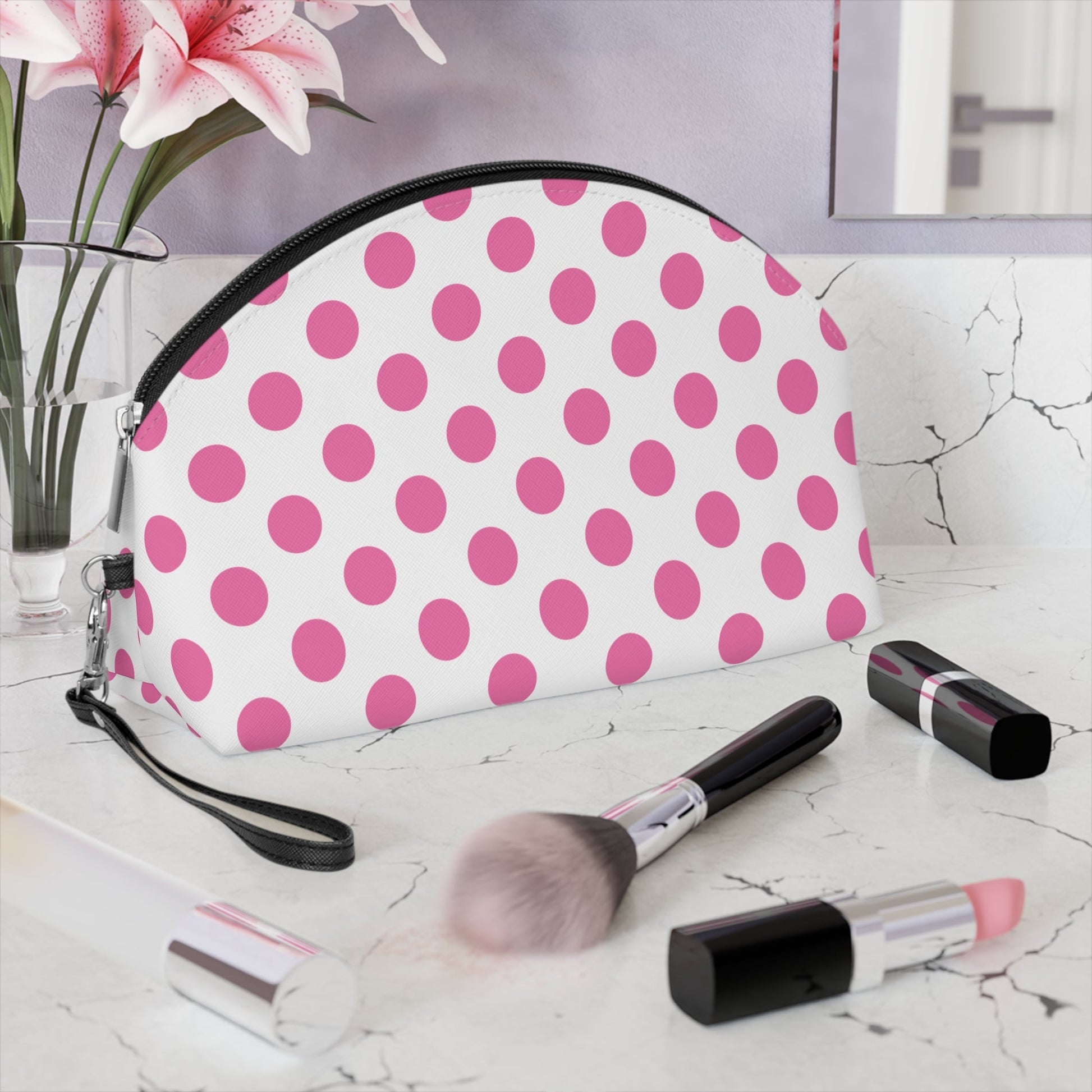 Pink polka dot Makeup Bag