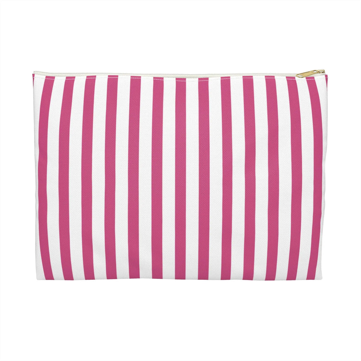 Pink & White Stripes Accessory Pouch | Makeup Bag Cosmetic Organiser - Large / White zipper - Bags