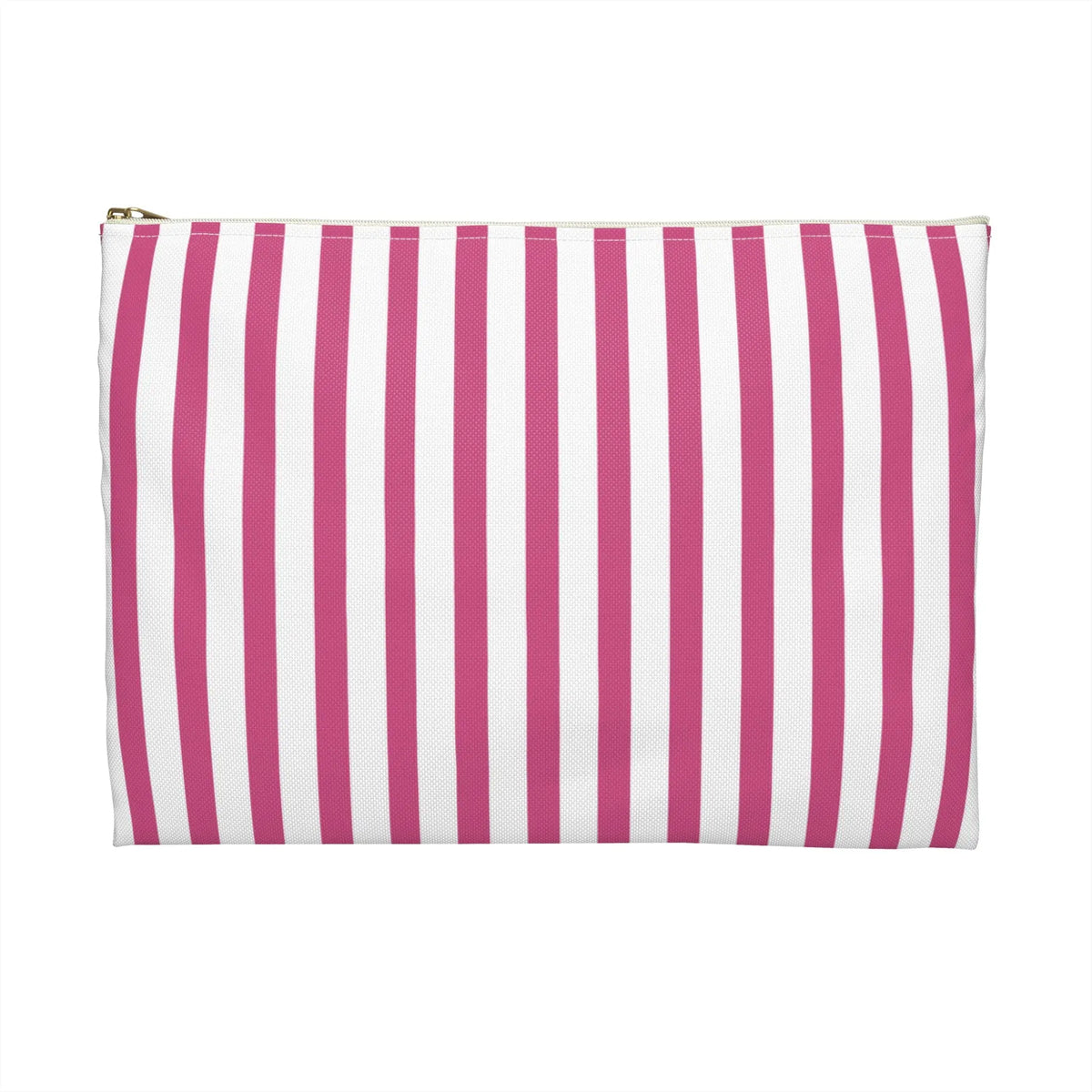 Pink & White Stripes Accessory Pouch | Makeup Bag Cosmetic Organiser - Large / White zipper - Bags