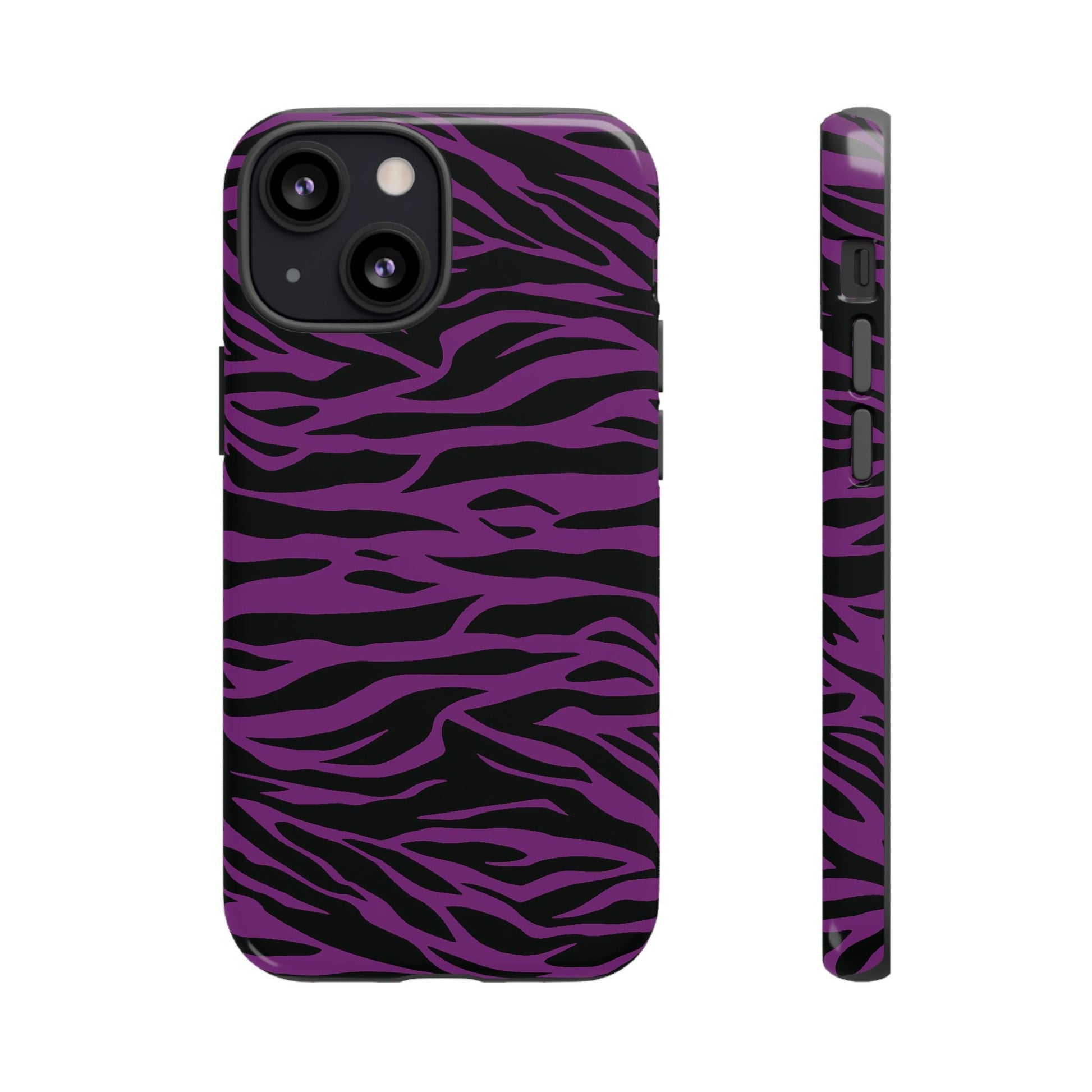 Purple Black Tiger print tough phone case