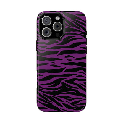 Purple Black Tiger print tough phone case