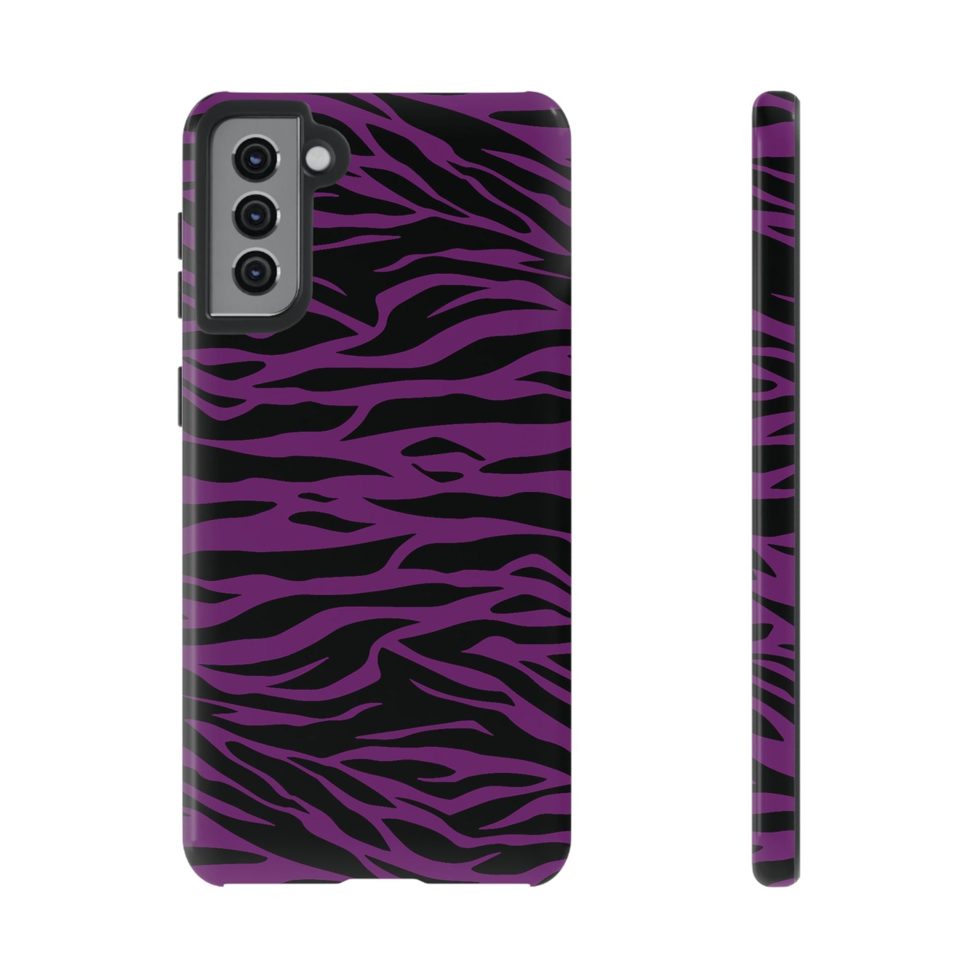 Purple Black Tiger print tough phone case