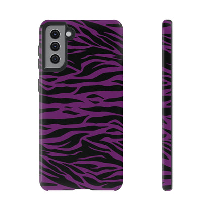 Purple Black Tiger print tough phone case