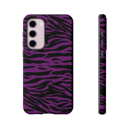 Purple Black Tiger print tough phone case