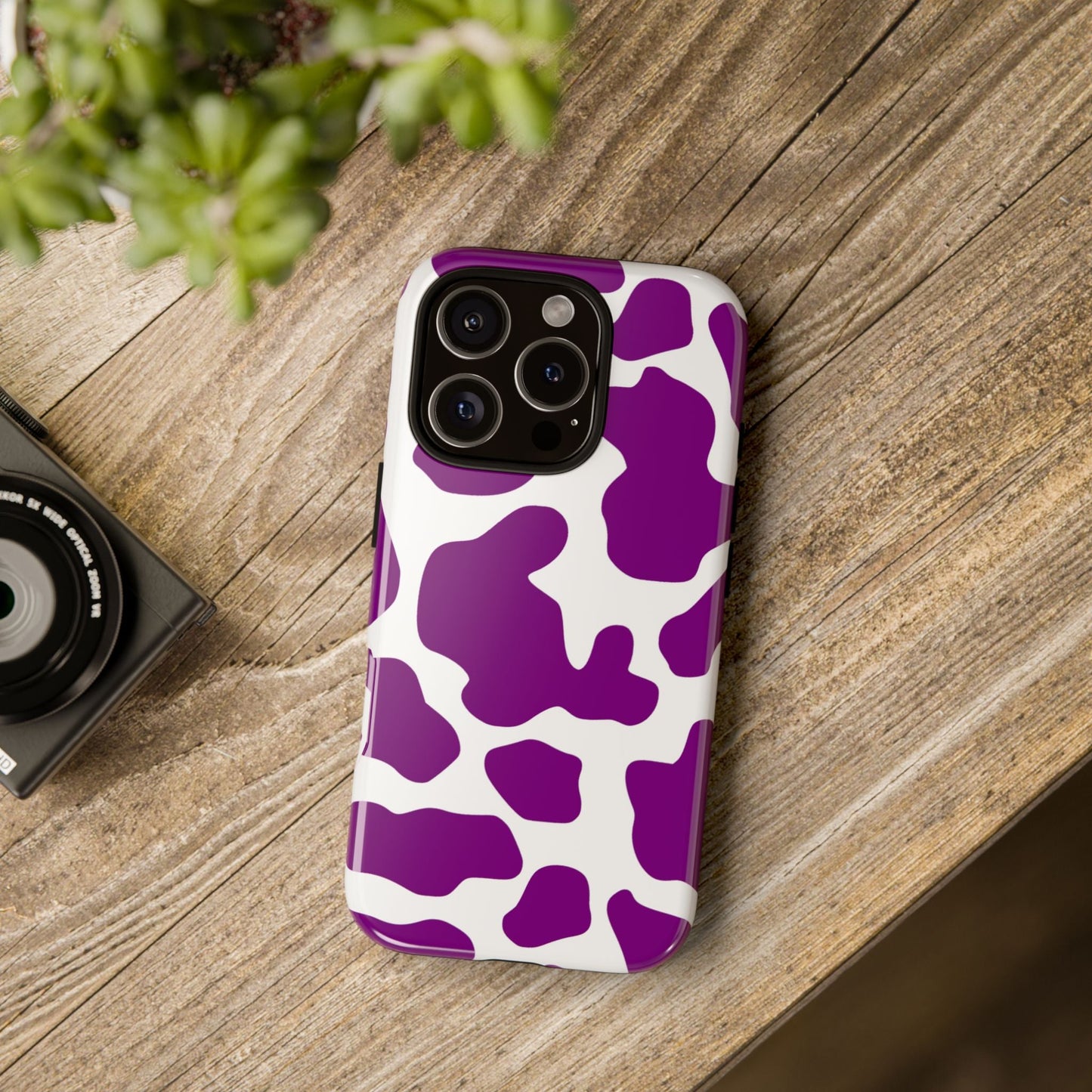 Purple Cow print phone Case iPhone Samsung Google