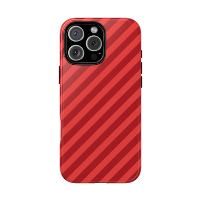 Red Stripes Hard Shell Phone CaseCover - iPhone 16 Pro Max / Glossy - Phone Case