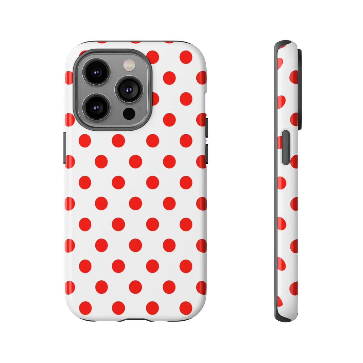 Red White Polka Dot Phone Case Cover for iPhone Samsung and Google Phones - iPhone 14 Pro / Glossy - Phone Case