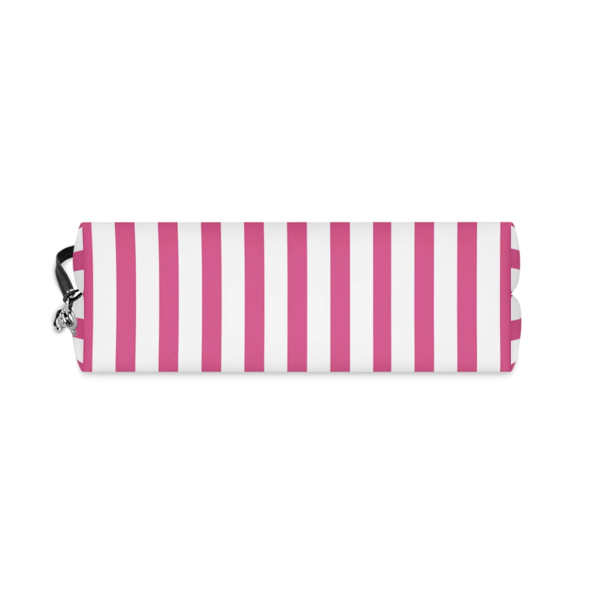 Striped Pink Makeup Bag — Cosmetic Pouch with Wrist Strap - 6.3’’ × 9.4’’ × 3.3’’ - Makeup Bags
