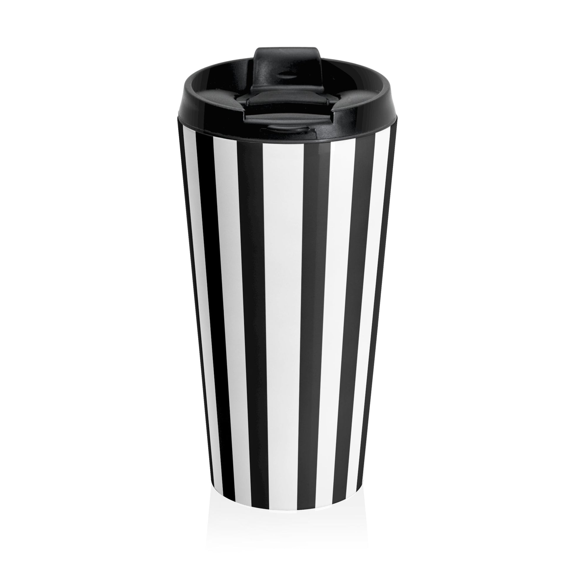 Stylish Vintage Black White Striped Stainless Steel Travel Mug Tumbler. - 15oz - Mug