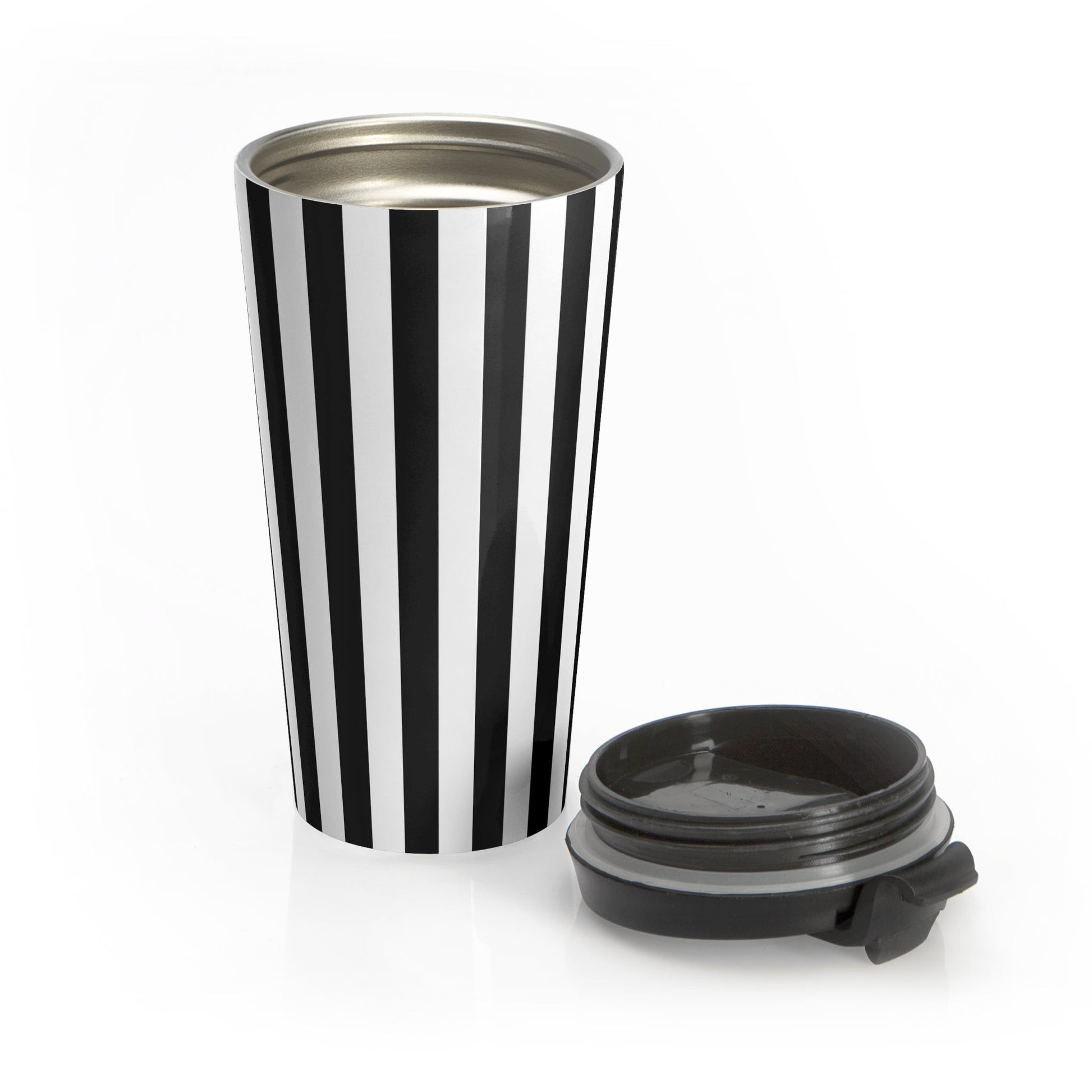 Stylish Vintage Black White Striped Stainless Steel Travel Mug Tumbler. - 15oz - Mug