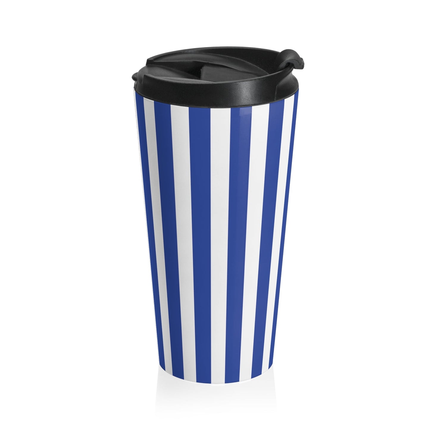 Stylish Vintage Blue Striped Stainless Steel Travel Mug Screw on Lid - 15oz - Mug