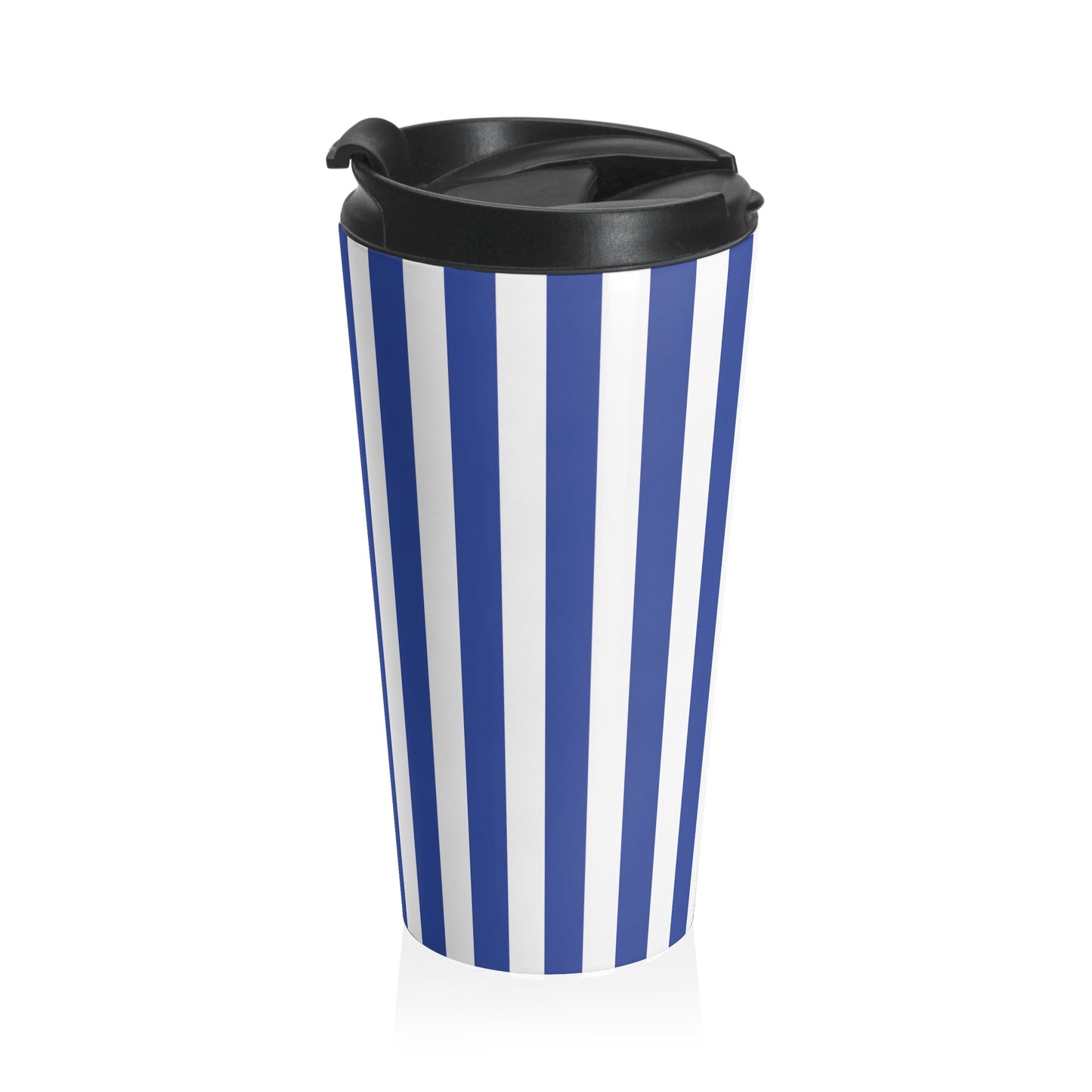 Stylish Vintage Blue Striped Stainless Steel Travel Mug Screw on Lid - 15oz - Mug