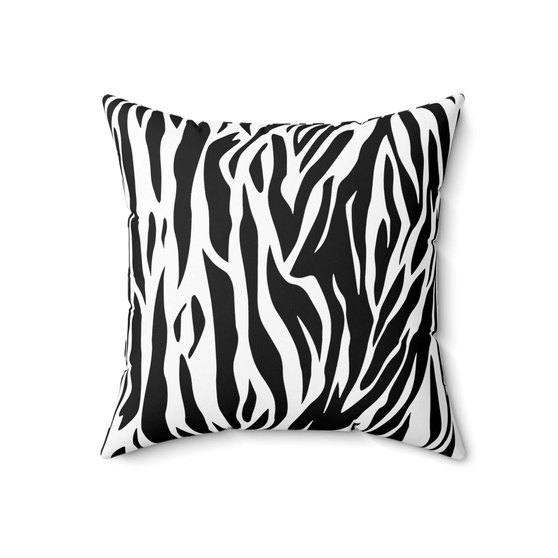 Tiger Print Black White Square Pillow Case with Pillow Insert | Lumber Pillow | Throw Pillow