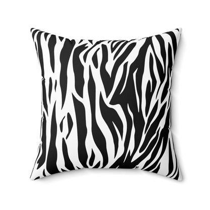 Tiger Print Black White Square Pillow Case with Pillow Insert | Lumber Pillow | Throw Pillow