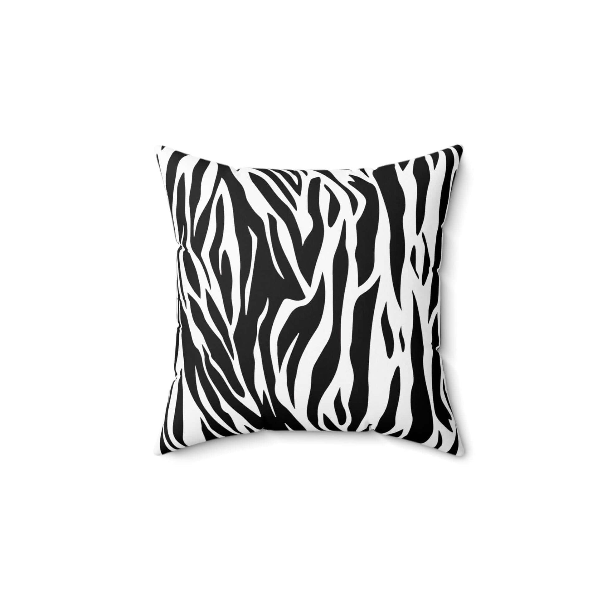 Tiger Print Black White Square Pillow Case with Pillow Insert | Lumber Pillow | Throw Pillow