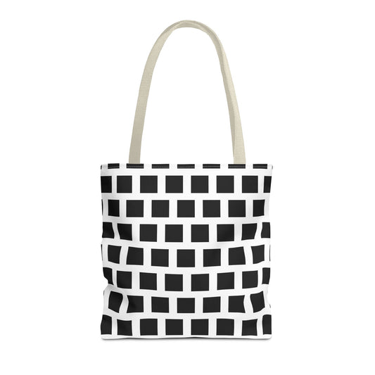 Tote Bag Black Square Pattern Shoulder Bag Versatile and Durable