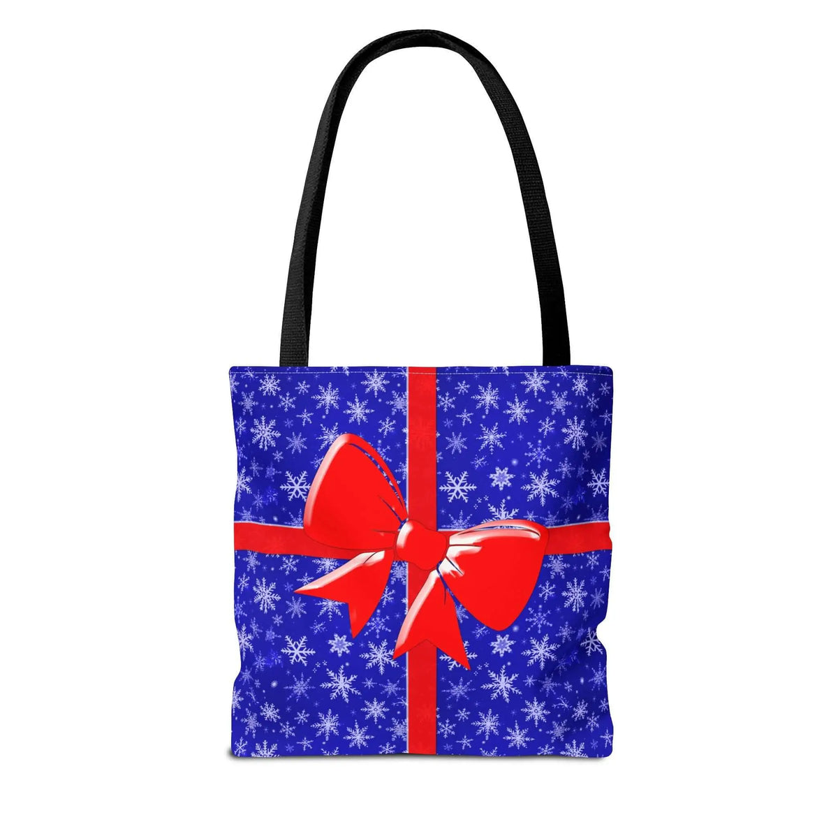 Tote Bag Blue with Red Bow Christmas Present - Bags