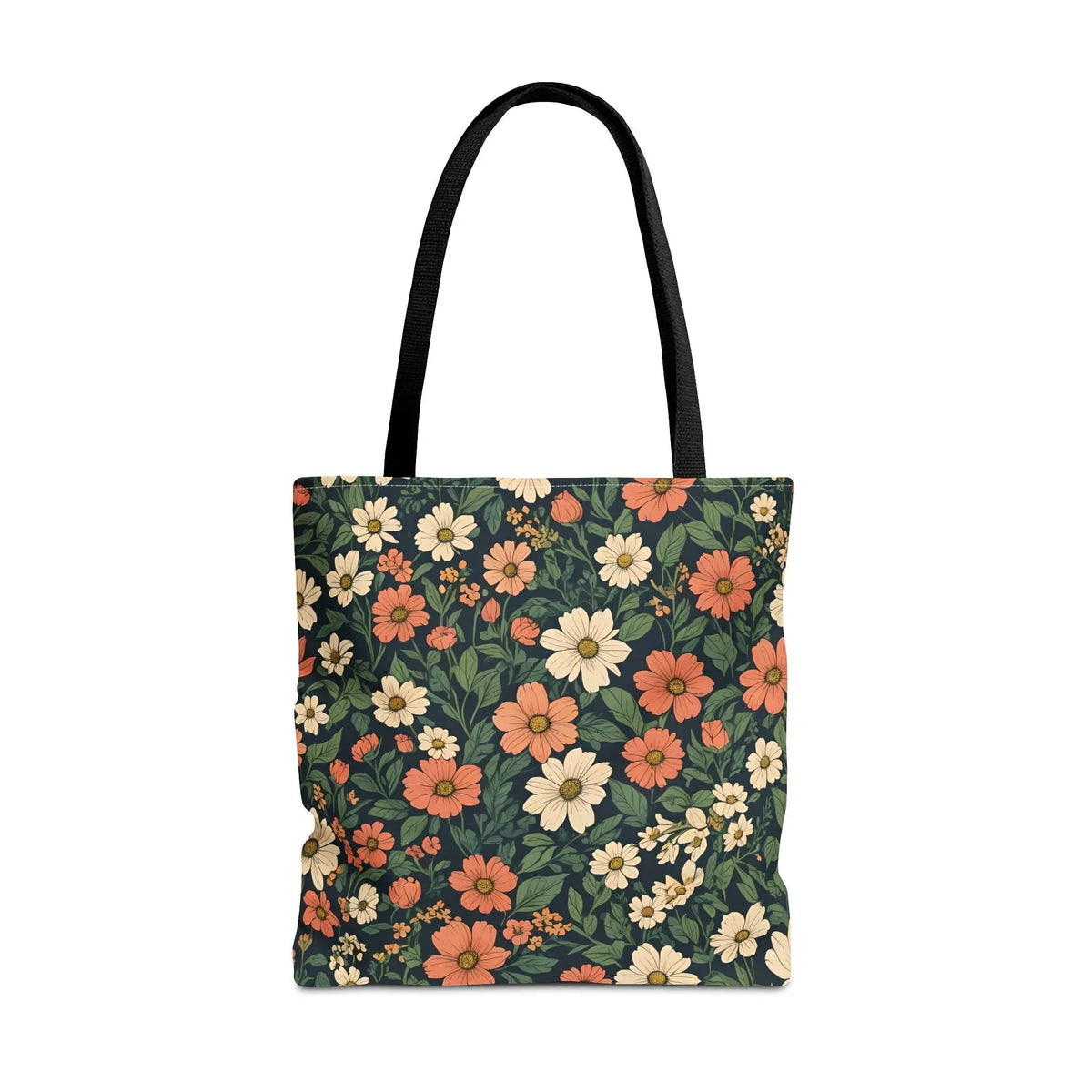 Tote Bag Floral Design Shopping Carry Travel Bag - 18’’ × 18’’ / Black - Tote Bag