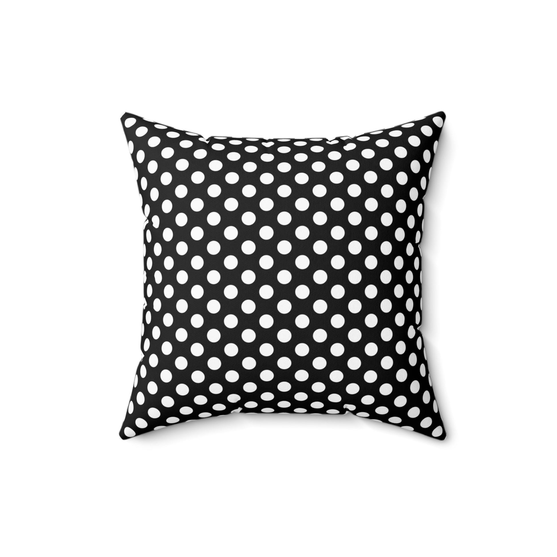 White polkadot Black Square Throw Pillow