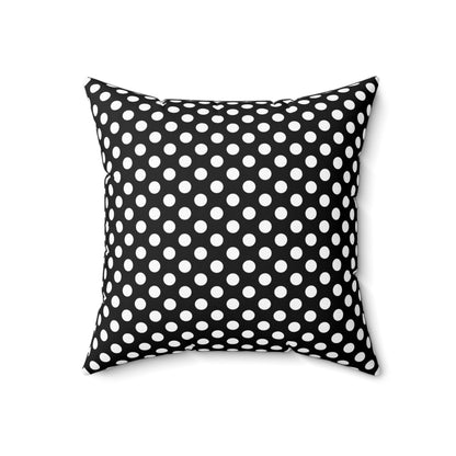 White polkadot Black Square Throw Pillow