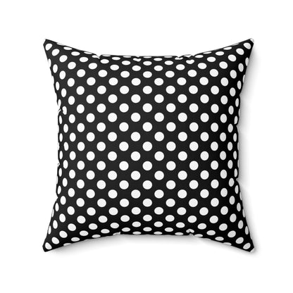 White polkadot Black Square Throw Pillow