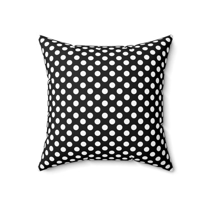 White polkadot Black Square Throw Pillow