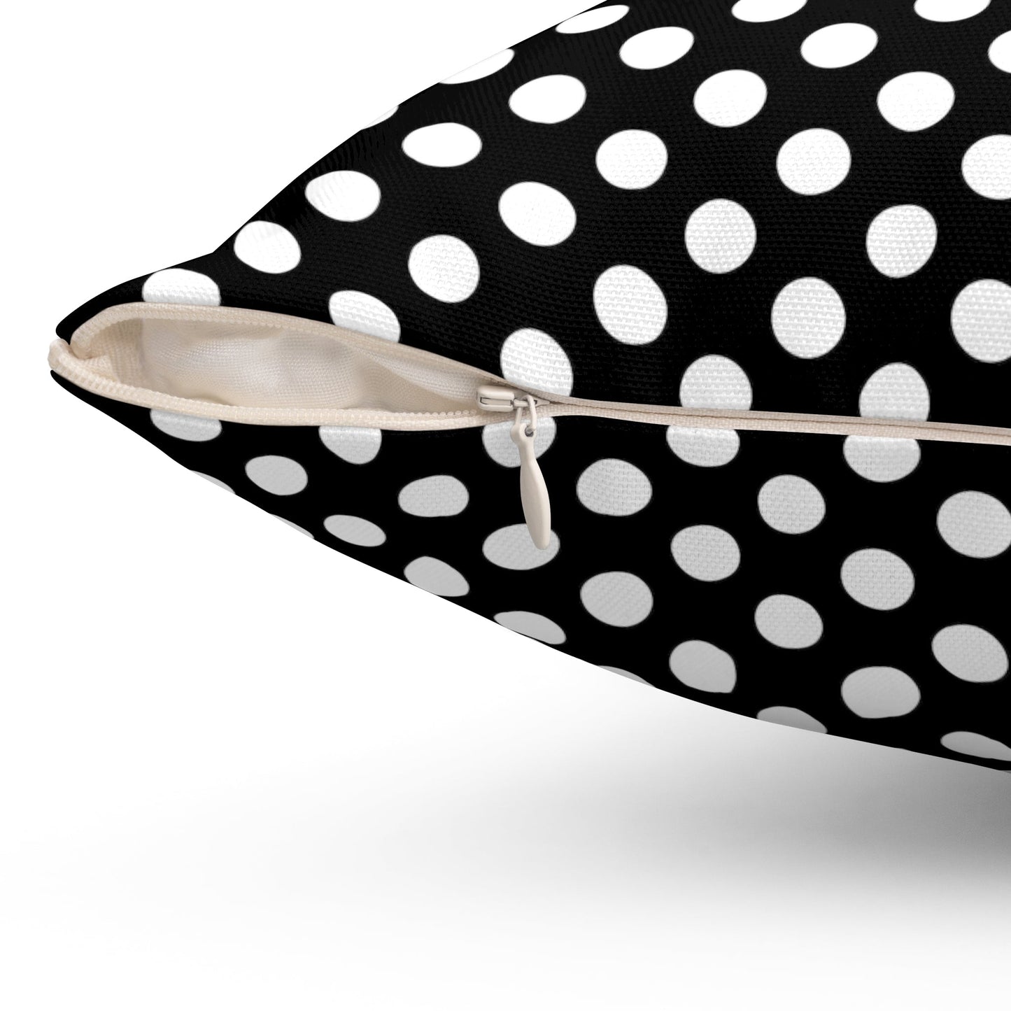 White polkadot Black Square Throw Pillow