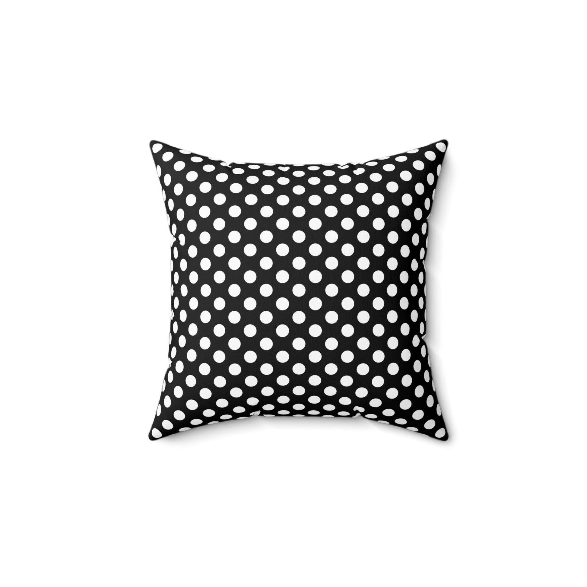 White polkadot Black Square Throw Pillow