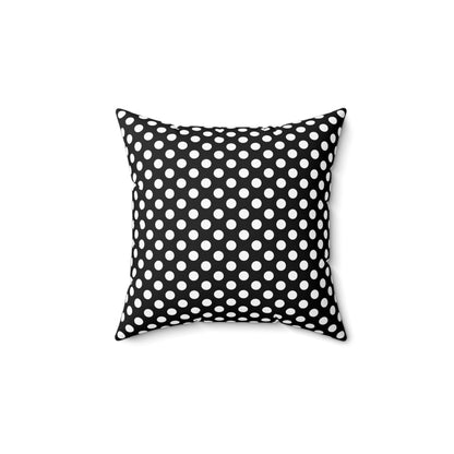 White polkadot Black Square Throw Pillow