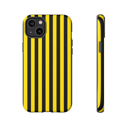 Yellow and black stripe tough case phone case back with sleek protective design for iphone samsung google phones