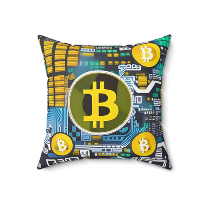 Bitcoin Yellow Square Throw Pillow