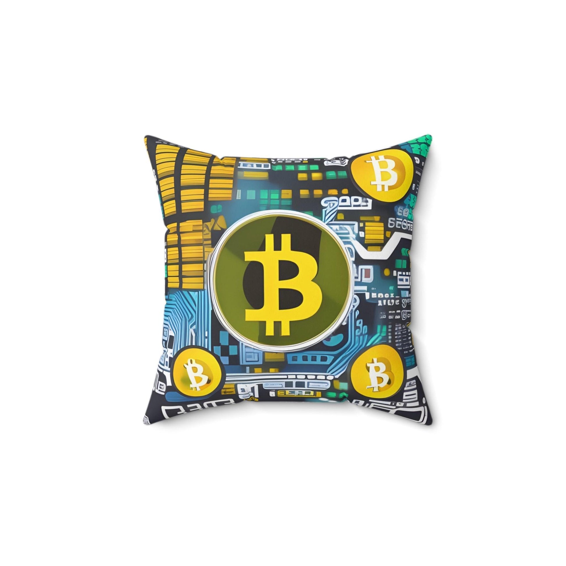 Bitcoin Yellow Square Throw Pillow