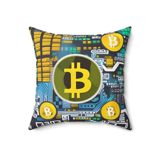 Bitcoin Yellow Square Throw Pillow