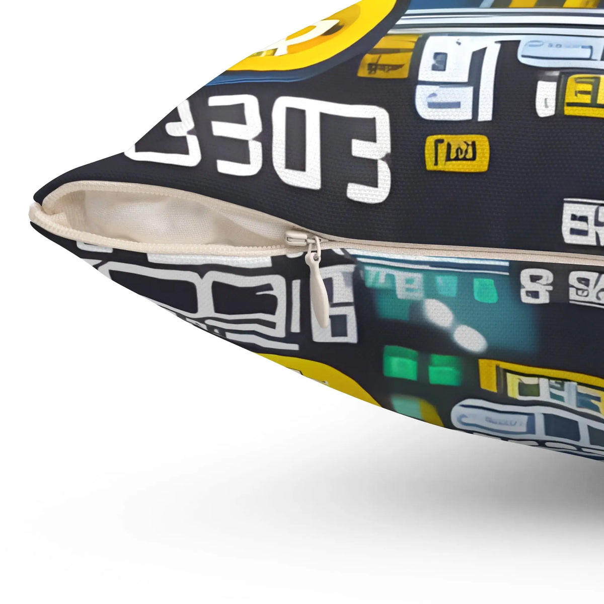 Bitcoin Yellow Square Throw Pillow