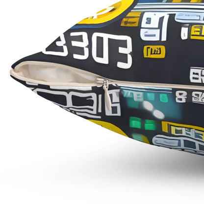Bitcoin Yellow Square Throw Pillow