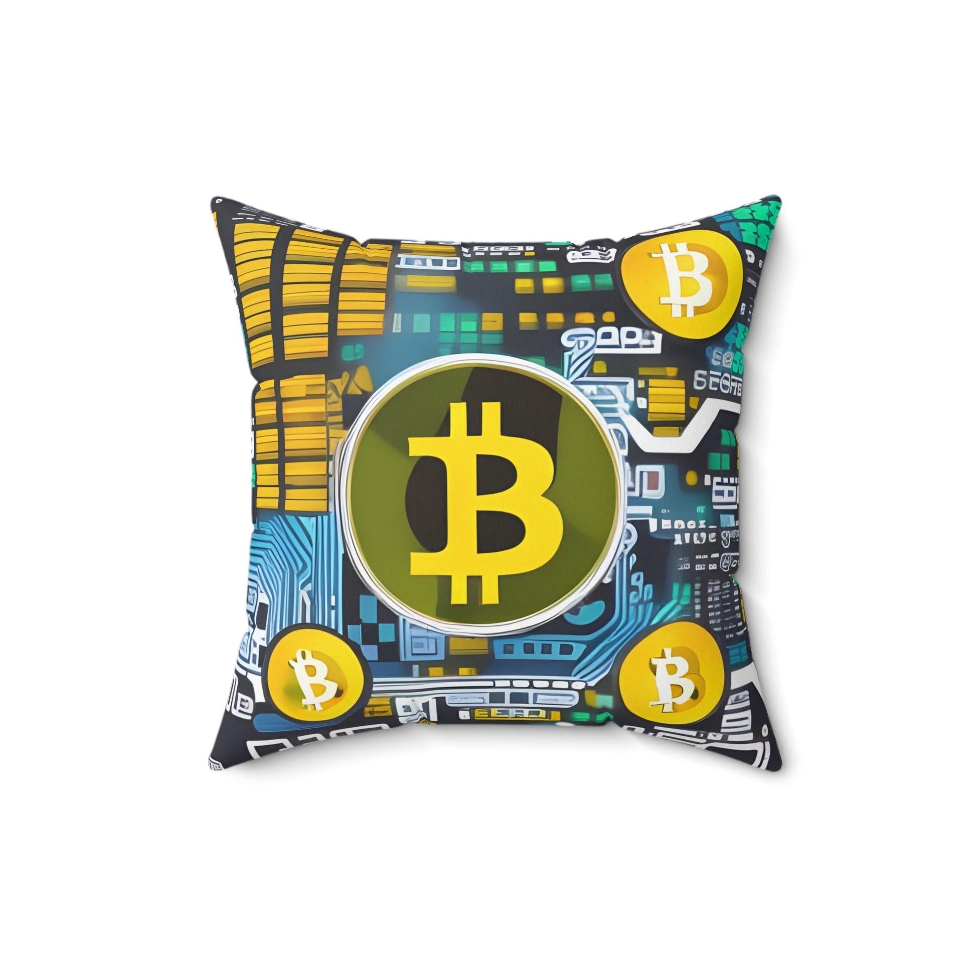 Bitcoin Yellow Square Throw Pillow