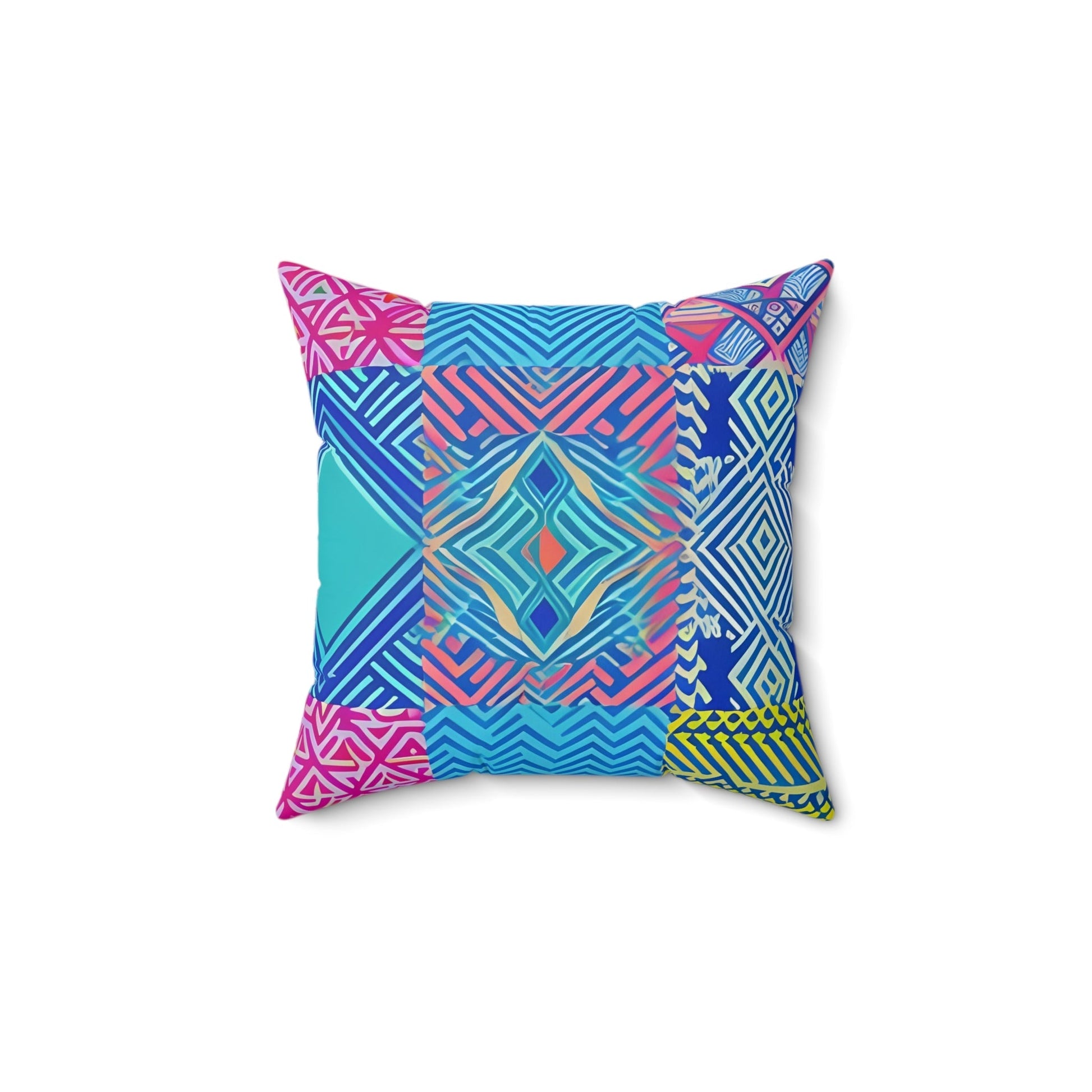 Zig Zag Art Inspired Square Throw Pillow