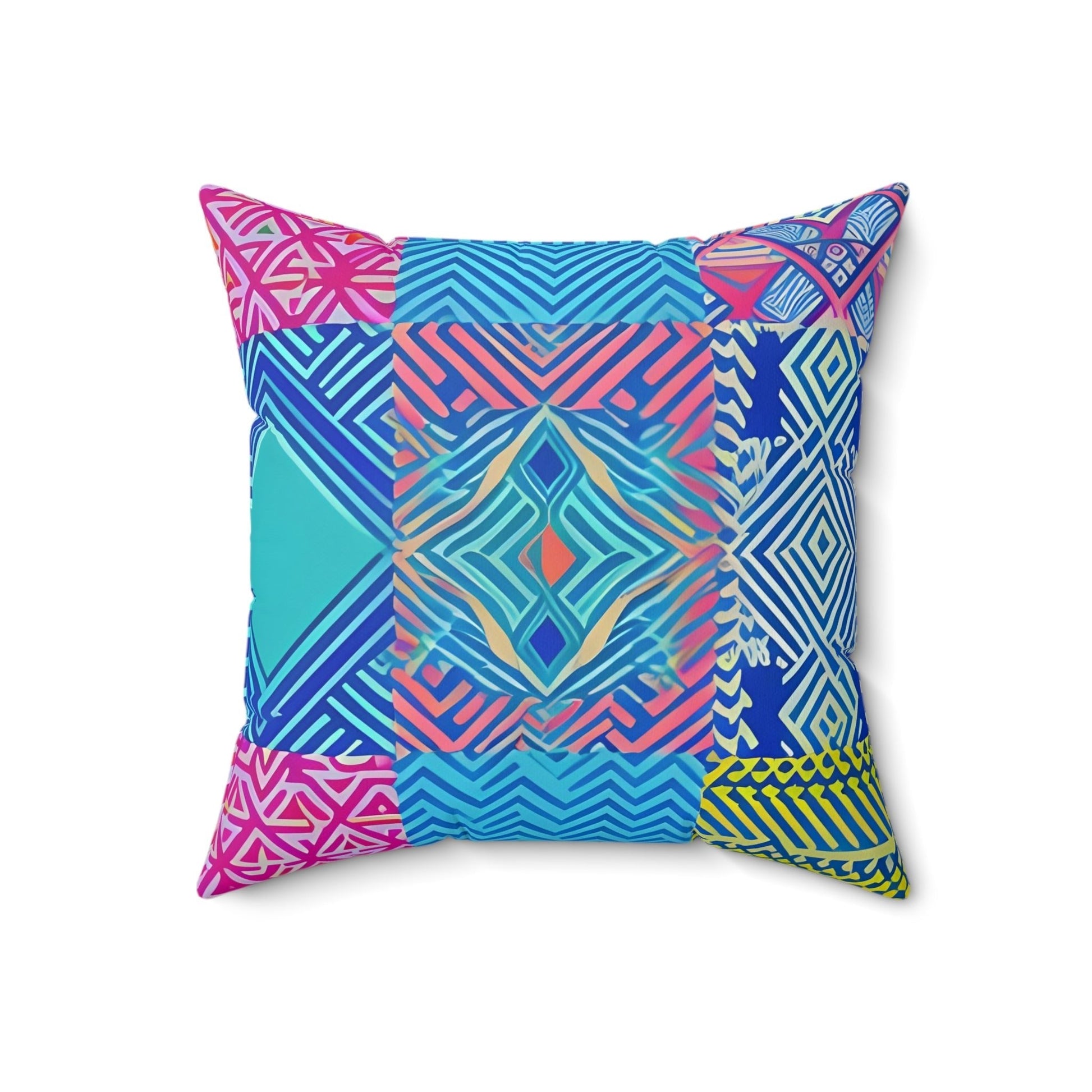 Zig Zag Art Inspired Square Throw Pillow