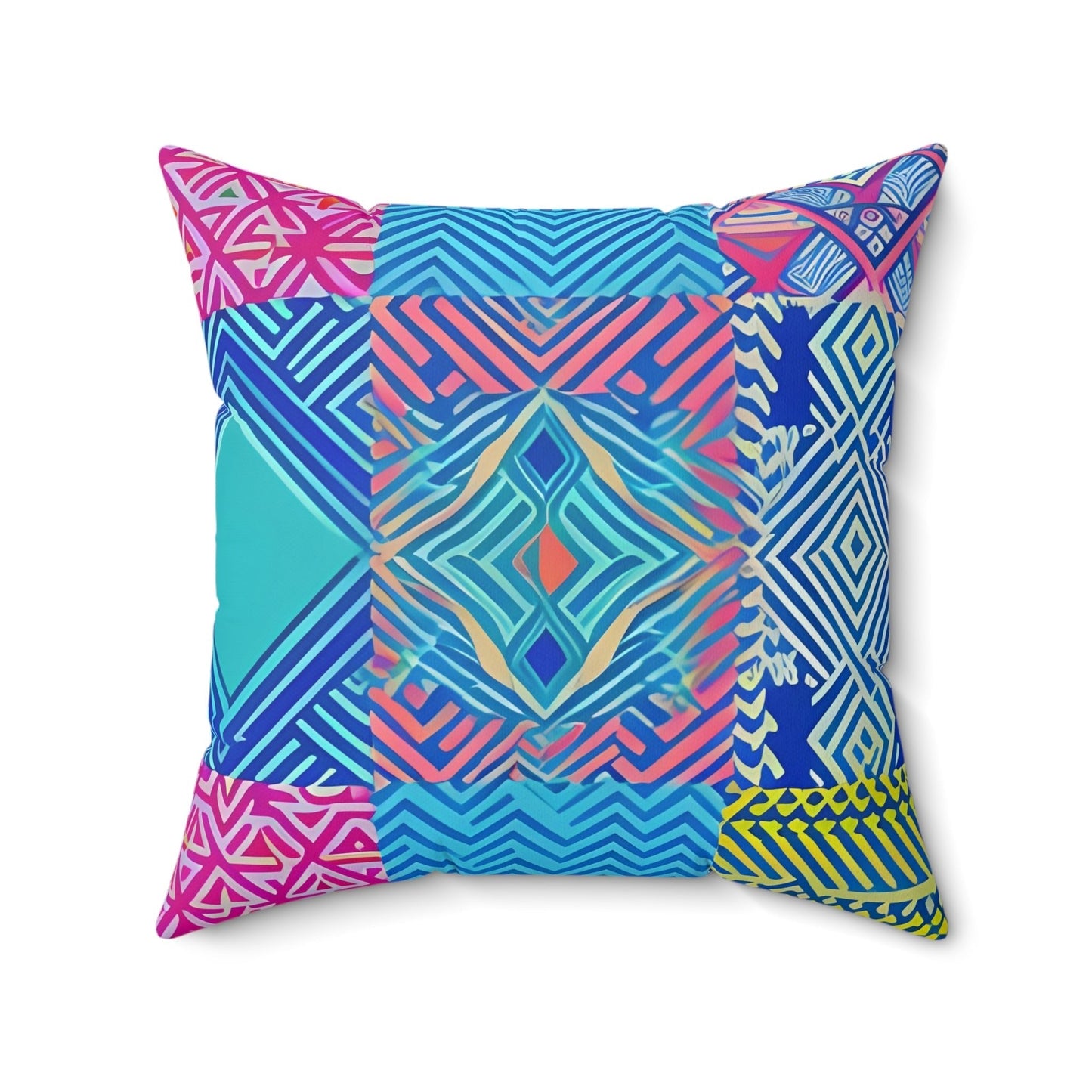 Zig Zag Art Inspired Square Throw Pillow