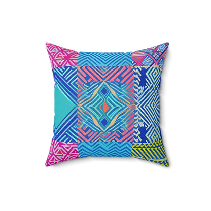 Zig Zag Art Inspired Square Throw Pillow