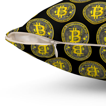 Bitcoin Polyester Square Pillow Home Decor JSCHAFFA.com