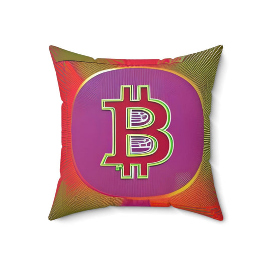 Bitcoin Red Square Throw Pillow Home Decor JSCHAFFA.com