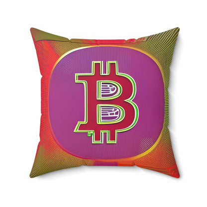 Bitcoin Red Square Throw Pillow Home Decor JSCHAFFA.com